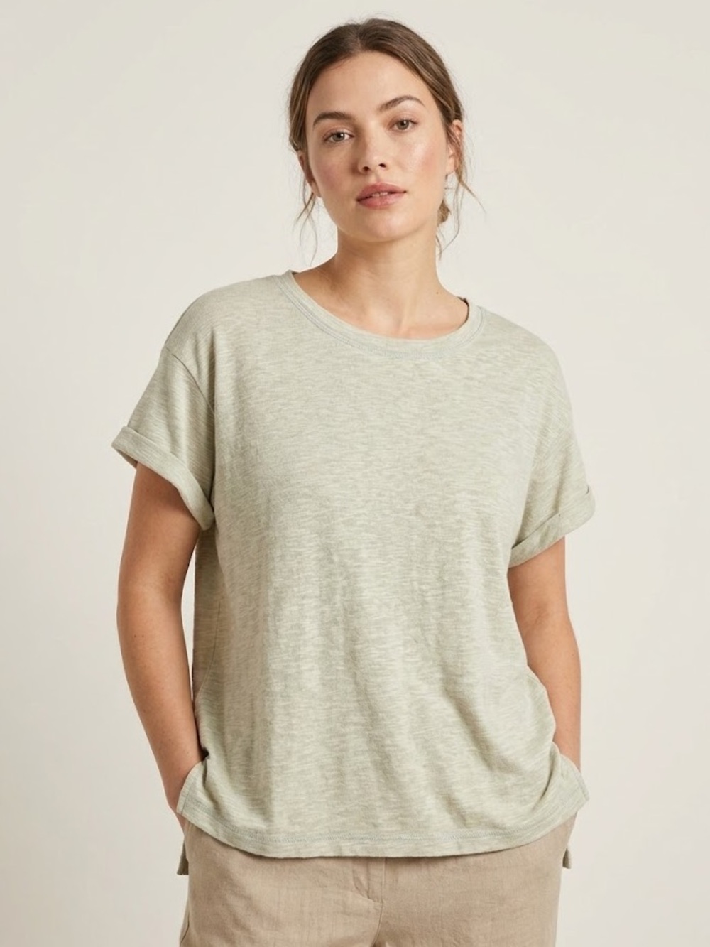Buffalo Mint Green Linen Blend Tee | Size Large